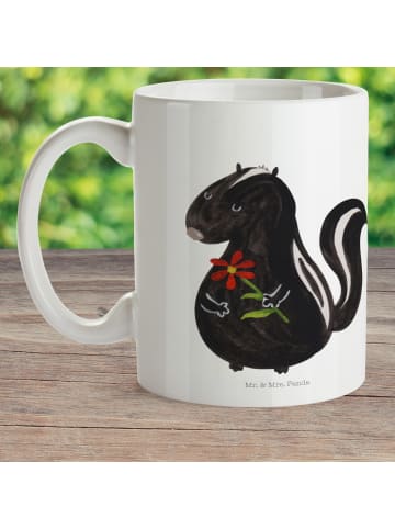 Mr. & Mrs. Panda Kindertasse Stinktier Blume ohne Spruch in Weiß