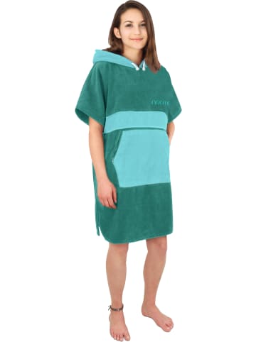 normani Surfer Poncho - Baumwoll Bademantel mit Kapuze Surfer Poncho in Petrol/Türkis