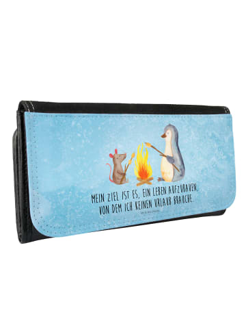 Mr. & Mrs. Panda Damen Geldbeutel Pinguin Lagerfeuer mit Spruch in Eisblau