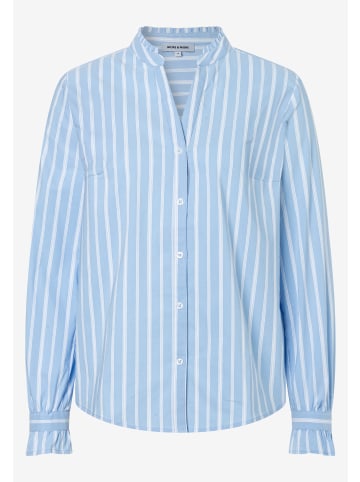More & More Bluse in hellblau weiß