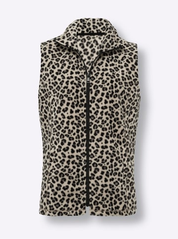 Sieh an! Fleece-Weste in sand-schwarz-bedruckt