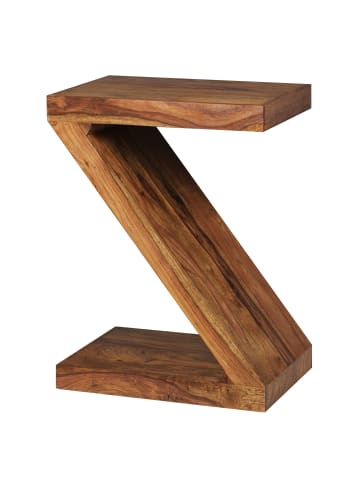 KADIMA DESIGN Beistelltisch Z-Cube | Sheesham Massivholz, 59cm, Landhaus, Braun in Braun