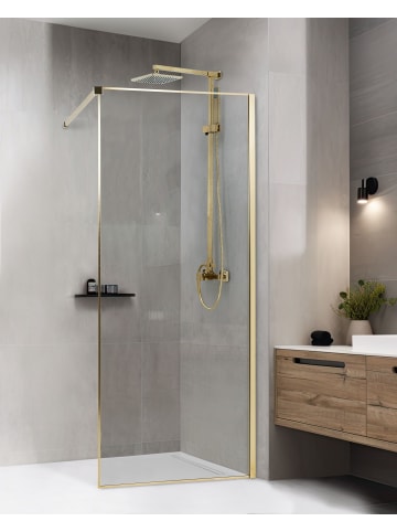 Beliani Duschwand WASPAM in Transparent/Gold - (W) 80 x (H) 190 x (L) 80 cm