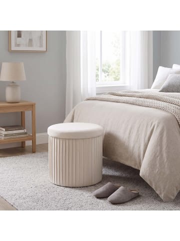 relaxdays Hocker in Creme - (H)38 x Ø 38 cm