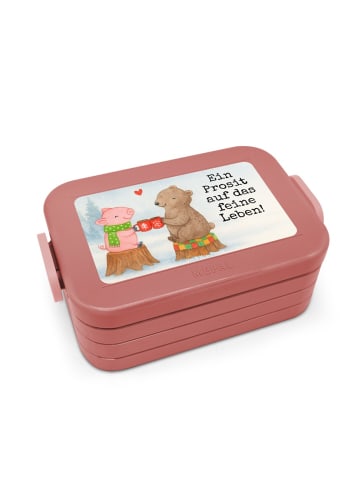 Mr. & Mrs. Panda Brotbox Glühschwein Sause Design mit Spruch in Rot Pastell