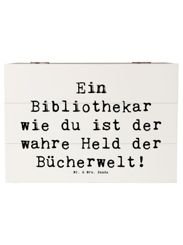 Mr. & Mrs. Panda Box Spruch Bibliothekar Held mit Spruch in Weiß