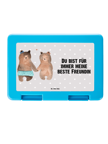 Mr. & Mrs. Panda Brotdose Bär Freundin mit Spruch in Grau Pastell