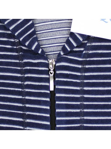 Aquarti Aquarti Damen Bademantel Reißverschluss Streifenmuster in dunkelblau