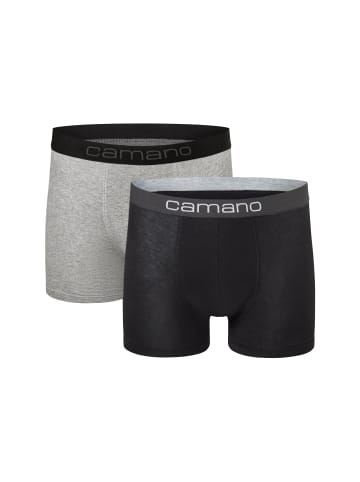 camano Boxershorts Unterhosen Herren elastischer Gummibund ohne Einschneiden Baumwolle Stretch hautfreundlich Atmungsaktiv 2er Pack comfort in Schwarz mix