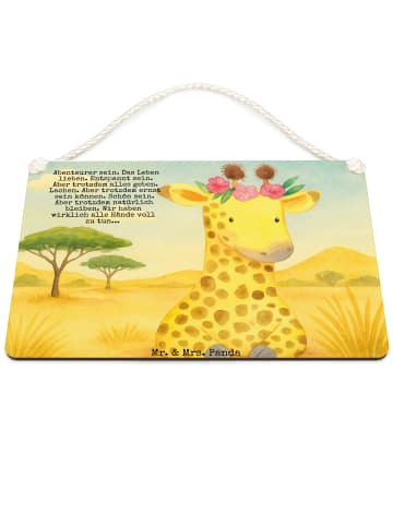 Mr. & Mrs. Panda Deko Schild Giraffe Blumenkranz Design mit Spruch in Weiß