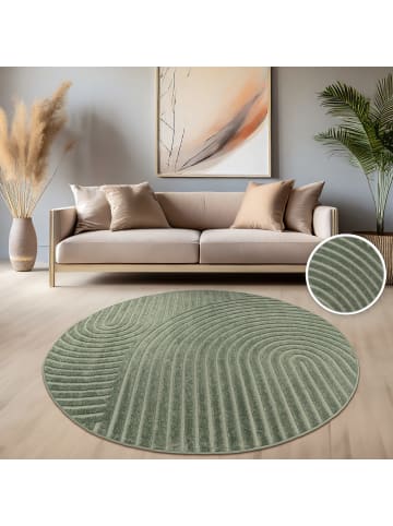 KADIMA DESIGN Teppich Kurzflor Struktur Wohnzimmer in Grün