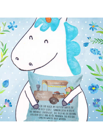 Mr. & Mrs. Panda Sofa Kissen Igel Maronen mit Spruch in Eisblau