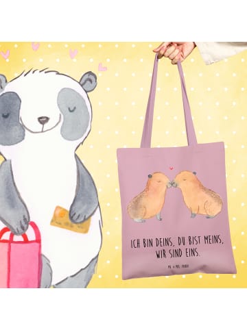 Mr. & Mrs. Panda Tasche Capybara Liebe mit Spruch in Rosa Pastell