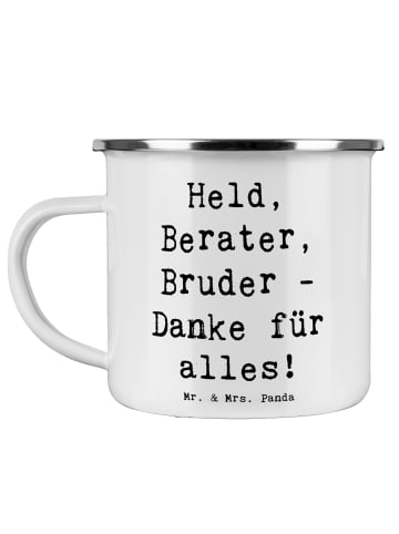Mr. & Mrs. Panda becher emaille Spruch Held Bruder mit Spruch in Weiß
