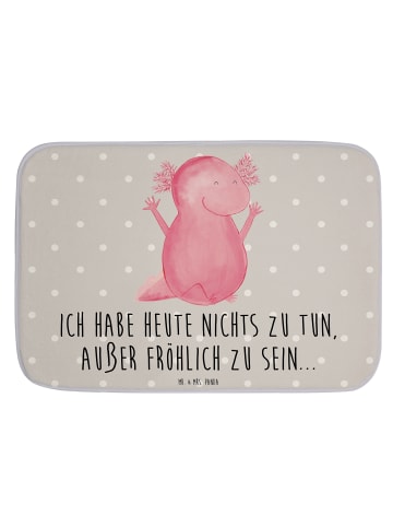 Mr. & Mrs. Panda Badvorleger Axolotl Hurra mit Spruch in Grau Pastell