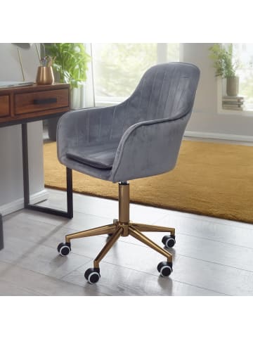KADIMA DESIGN Schreibtischstuhl Samt , Design Drehstuhl mit Lehne, Arbeitsstuhl in Grau