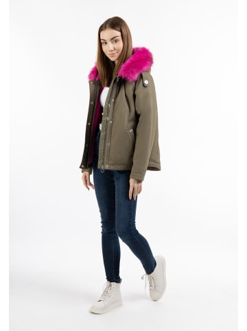 myMo Damen Winterjacke in Oliv Violett