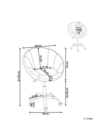 Beliani Bürostuhl ANNABELLE in Beige/Schwarz/Gold - (W) 66 x (H) 81 x (L) 39 cm