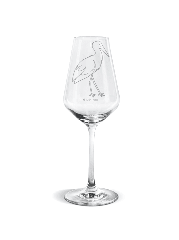 Mr. & Mrs. Panda Weißwein Glas Storch ohne Spruch in Transparent
