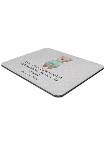 Mr. & Mrs. Panda Mauspad ZeichenO Optimismus mit Spruch in Grau Pastell