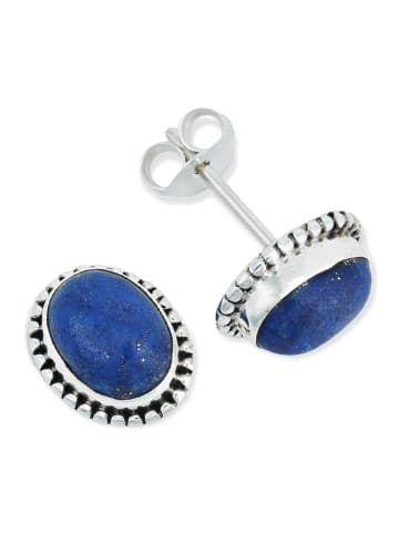 mantraroma 925er Silber - Ohrstecker (L) 10 x (B) 8 mm mit Lapis Lazuli