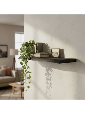 relaxdays Wandregal "Baumkante" in Schwarz - (B)100 x (H)3 x (T)22 cm