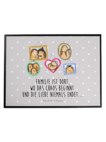 Mr. & Mrs. Panda Schreibtischunterlage Igel Familie mit Spruch in Grau Pastell