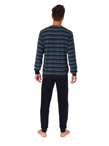 NORMANN Langarm Schlafanzug Frottee Bündchen in türkis