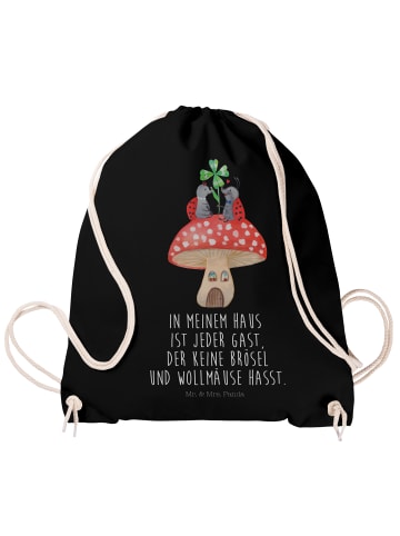 Mr. & Mrs. Panda Gym Rucksack Marienkäfer Fliegenpilz mit Spruch in Schwarz