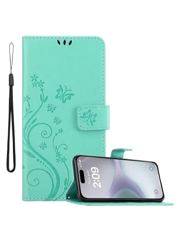 cadorabo Hülle für Apple iPhone 16 Blumen Design in Floral Türkis