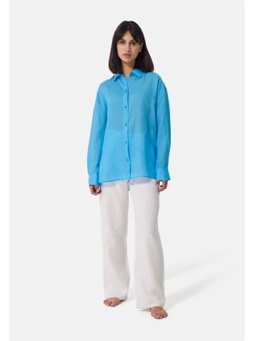 CASH-MERE.CH Ramie Bluse Oversize Style in Hellblau