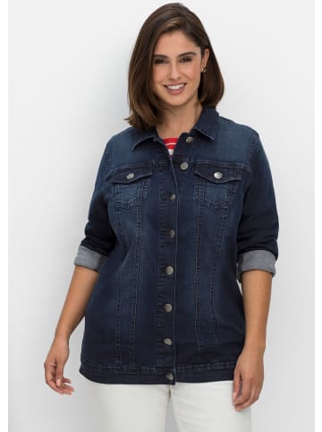 sheego Jeansjacke in dark blue denim