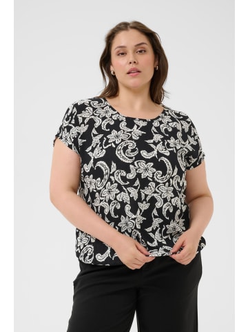 KAFFE curve Bluse kurzarm KCami Loose fit in Black Deep/Chalk Paisley