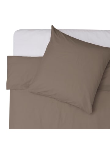 Lumaland Premium Bettwäsche 155x200cm taupe + Kissenbezug 80x80cm Braun