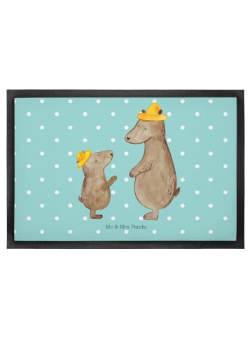 Mr. & Mrs. Panda fußmatte Bären mit Hut ohne Spruch in Türkis Pastell