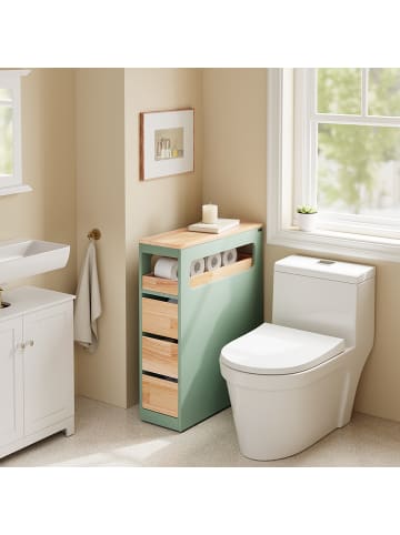 SoBuy Badezimmerschrank in Mattes Salbeigrün - (W) 65 x (H) 82 x (L) 23 cm