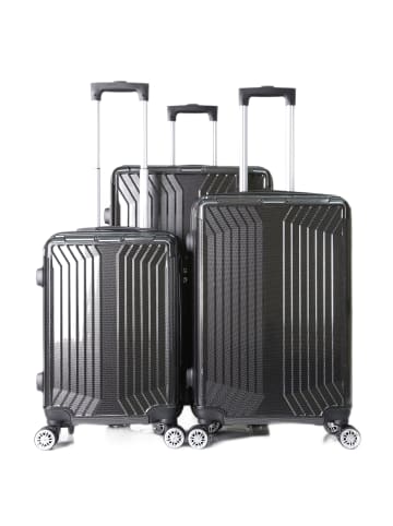 Cheffinger Koffer 3 tlg Trolley Set Kofferset Gepäck Polycarbonat in Schwarz