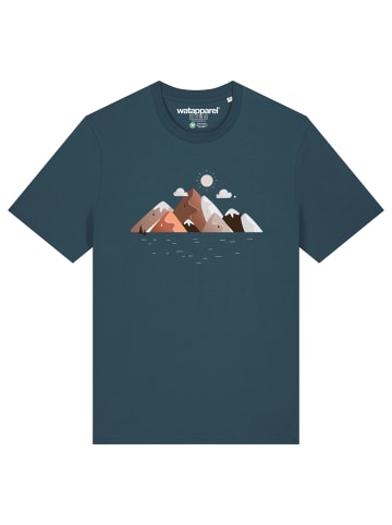 wat? Apparel T-Shirt Mountains & Moon in Petrol
