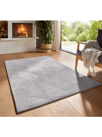 Tara Carpet Kurzflorteppich Homestyle Blätter in Grau
