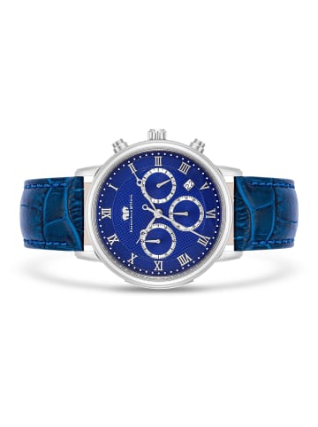 Rhodenwald & Söhne Herren Chronograph silber Echtleder blau in blau