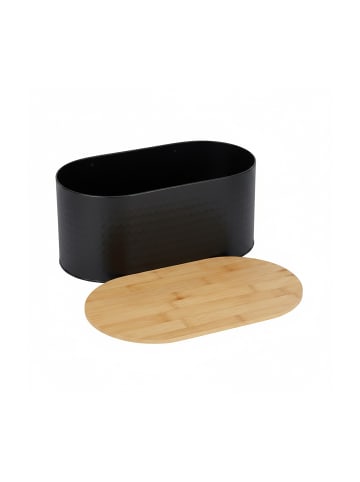 relaxdays Brotkasten in Schwarz - (B)34 x (H)15,5 x (T)18,5 cm