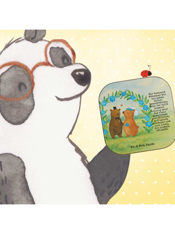 Mr. & Mrs. Panda Untersetzer Glas Bären Hochzeit Design mit Spruch in Weiß