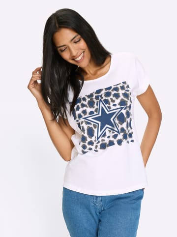 Sieh an! Kurzarm-Shirt in weiß-jeansblau