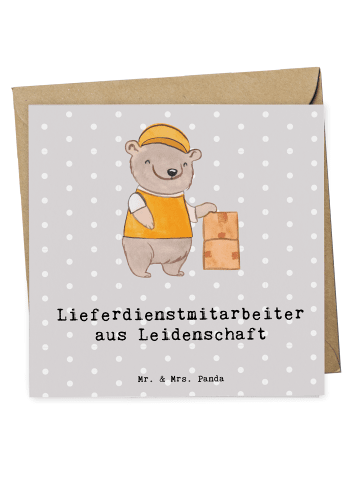 Mr. & Mrs. Panda Deluxe Karte Lieferdienstmitarbeiter Leidenscha... in Grau Pastell