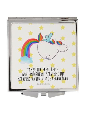 Mr. & Mrs. Panda Handtaschenspiegel quadratisch Einhorn Fliegend... in Weiß