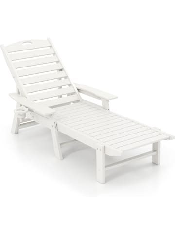 COSTWAY Sonnenliege wetterfest Kunststoff in Weiß