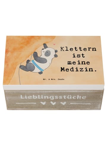 Mr. & Mrs. Panda Truhe Panda Klettern Design mit Spruch in Weiß
