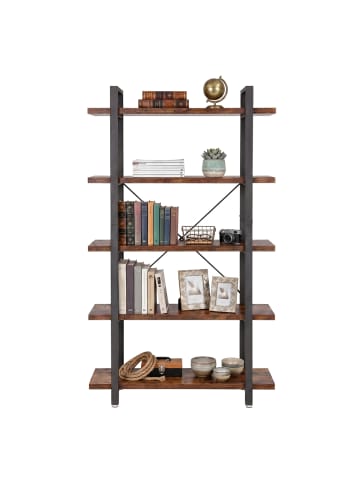 VASAGLE Bücherregal Barnet in Vintagebraun-Schwarz - (B)105 x (H)177.5 x (T)33.5 cm
