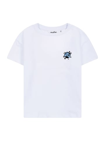 SATURNDAY T-Shirt mit Fußball-Stickerei in Weiß