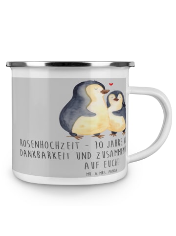 Mr. & Mrs. Panda Becher Emaille 10. Hochzeitstag Rosenhochzeit m... in Heather Grey
